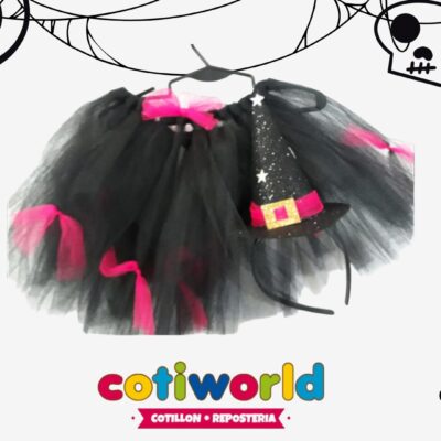 Tutu con vincha gorro de bruja halloween