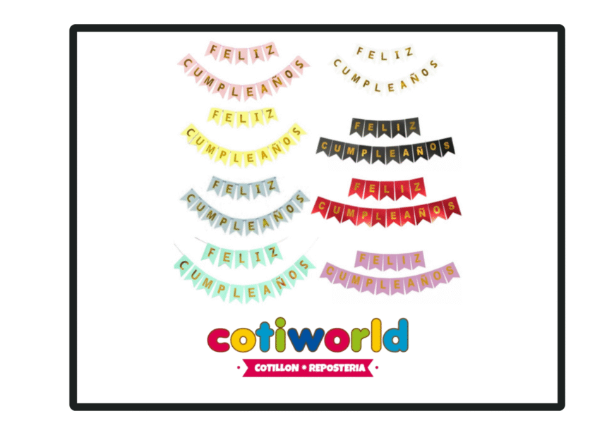 Banderin feliz cumpleaños con brillo